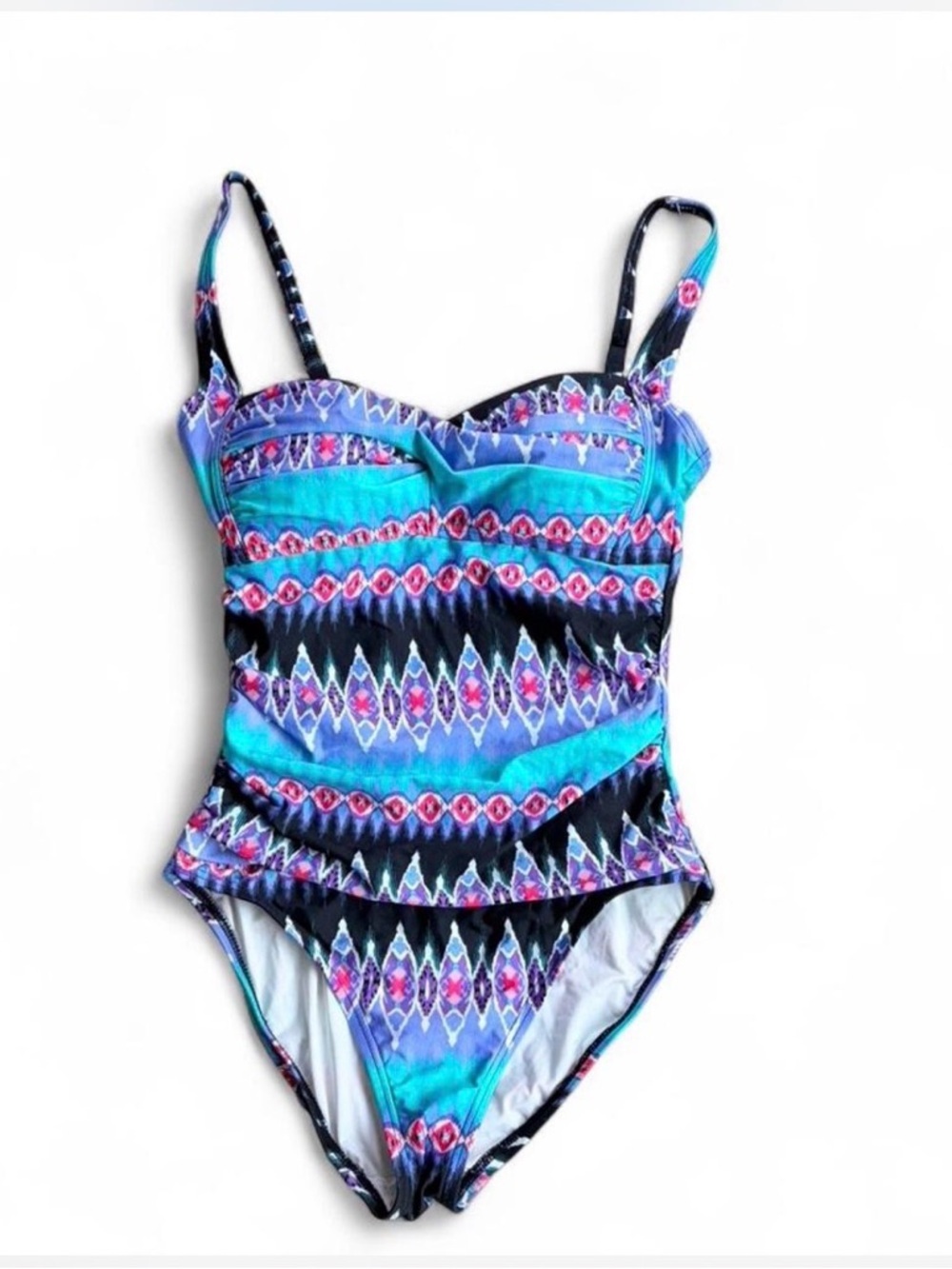 La Blanca Teal, Blue & Black Geometric One-Piece Swimsuit